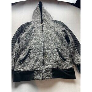 Brooklyn Laundry Hoodie Sweatshirt Mens Large Gray Black Full Zip Long‎ Sleeve